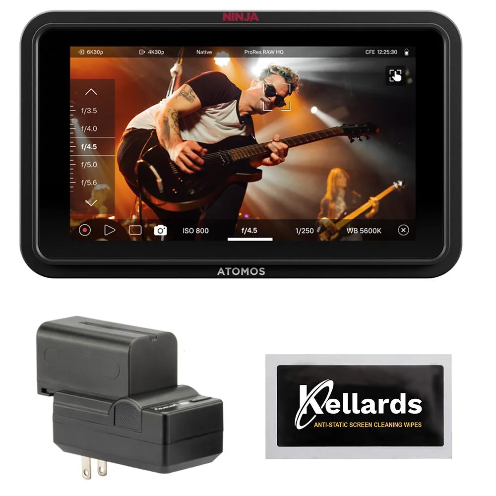 Atomos Atomos Ninja RAW 5.2" 1500nit ProRes RAW recorder bundle with NP-F770 4400mAh batteries and charger kit — product photo