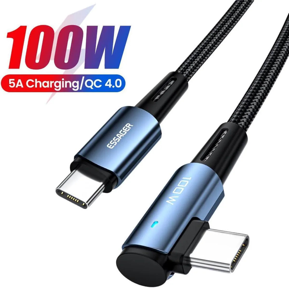 SMUGDESK SMUGDESK 100W USB C to USB C Cable 90 Degree Right Angle 2-Pack 3.3ft Blue — product photo