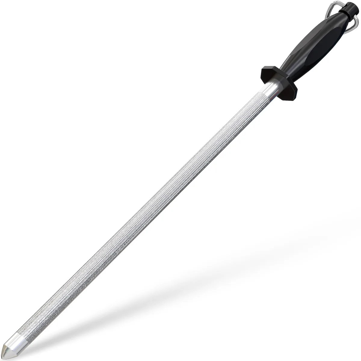 Silver honing rod with bamboo handle, 12 inch