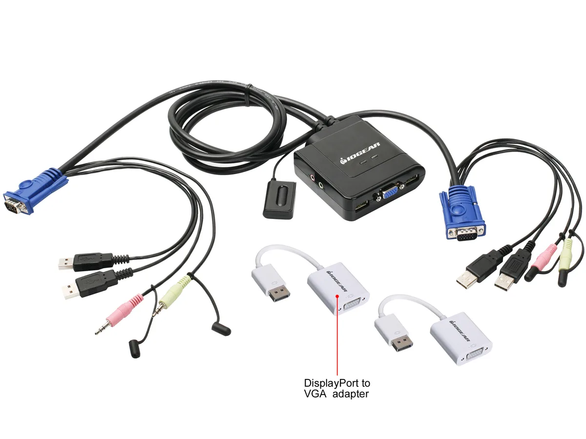 IOGEAR IOGEAR GCS72DPKIT 2-Port VGA DisplayPort KVM Switch with Audio — product photo