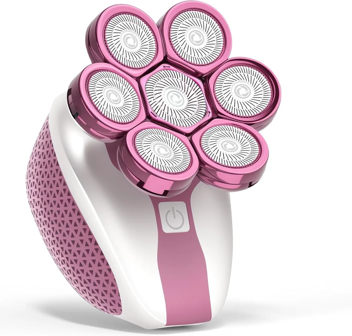 Pink 7-head rotary electric shaver with LED display