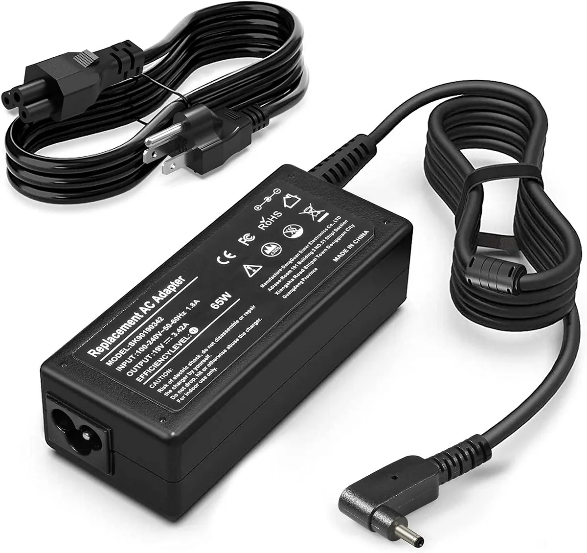 myVolts myVolts 65W AC adapter 19V 3.42A 3.0mm pin for Acer Chromebook 11 13 14 15 Aspire S5 S7 R5 R7 V13 — product photo