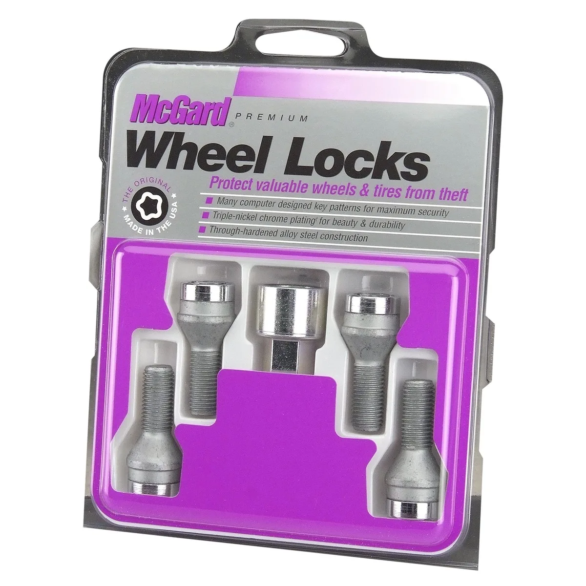 MCGARD MCGARD 27222 Chrome Bolt Style Cone Seat Wheel Lock Set M14 x 1.5 accessories - wheel — product photo