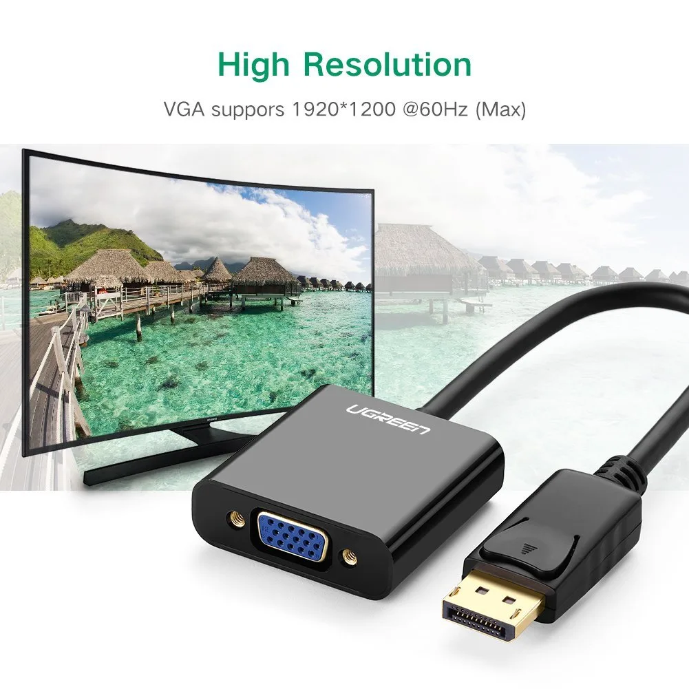 TeKit TeKit DP to VGA Male to Female Adapter Black 0.5 ft — product photo