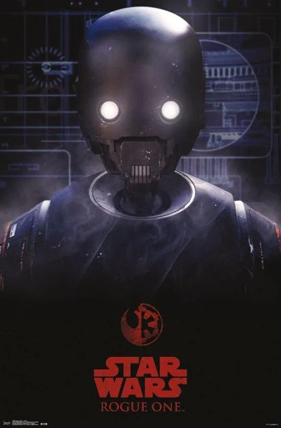 Poster print of Star Wars Rogue One droid on heavy paper, 22 by 34 inches