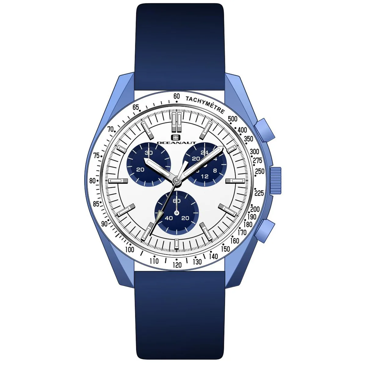 White-dial stainless-steel watch with leather strap, model OC7585