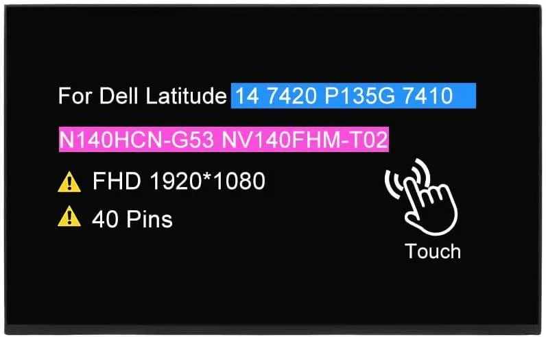 NUOLAISUN NUOLAISUN 14.0" LCD Touch Screen 1920x1080 40pin 60Hz for Dell 7420 7410 — product photo
