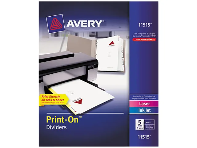 Avery Avery 11515 5-Tab Customizable Print-On Dividers Letter 5 Sets — product photo