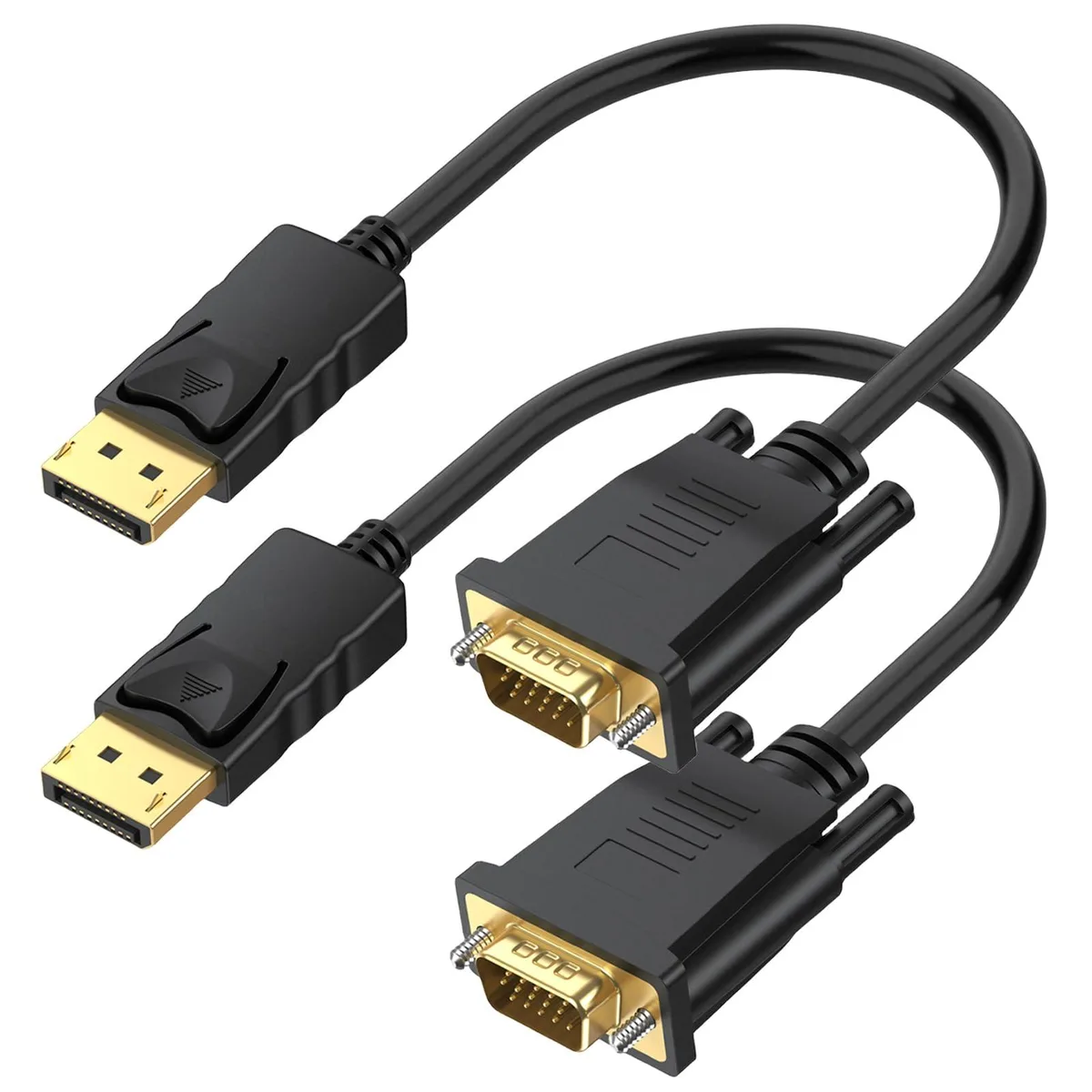 BUCIER BUCIER DisplayPort to VGA Cable 45CM Male-to-Male 35 Pins 1080P 60Hz 2-Pack — product photo