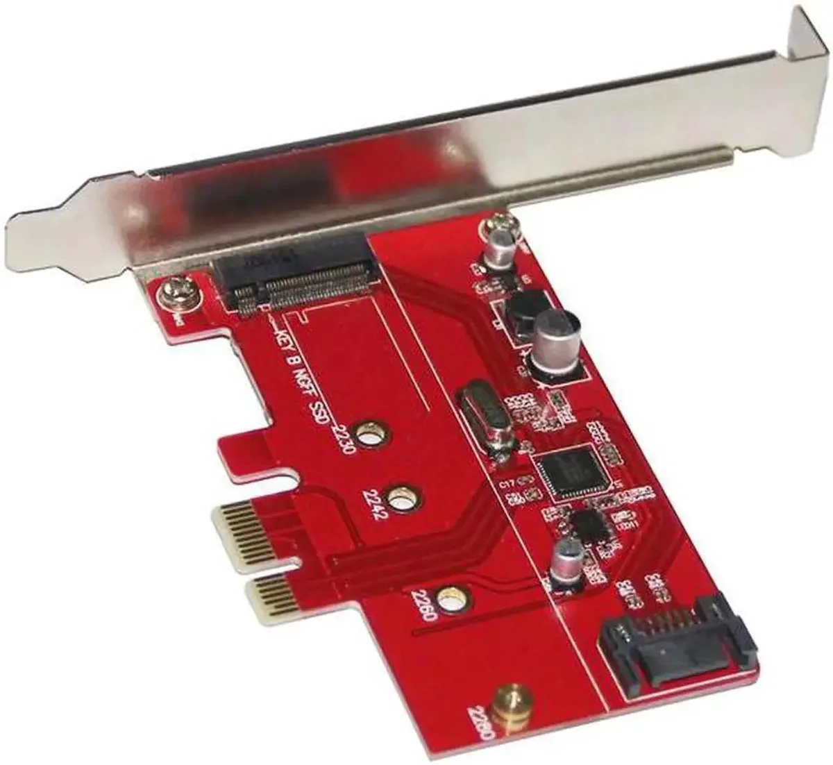 SMUGDESK SMUGDESK PCIe 2.0 to SATA 3.0 + M.2 B Key Adapter Riser Card ASM1061 — product photo