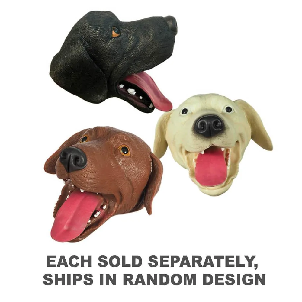 Stretchy rubber hand puppet shaped like a dog