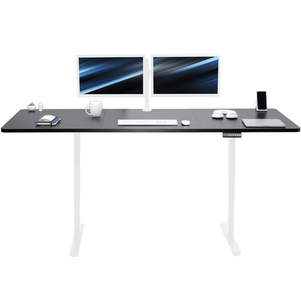 VIVO VIVO Electric Dual Motor 83 x 30 Standing Desk, Black Top, White Frame office furniture — product photo