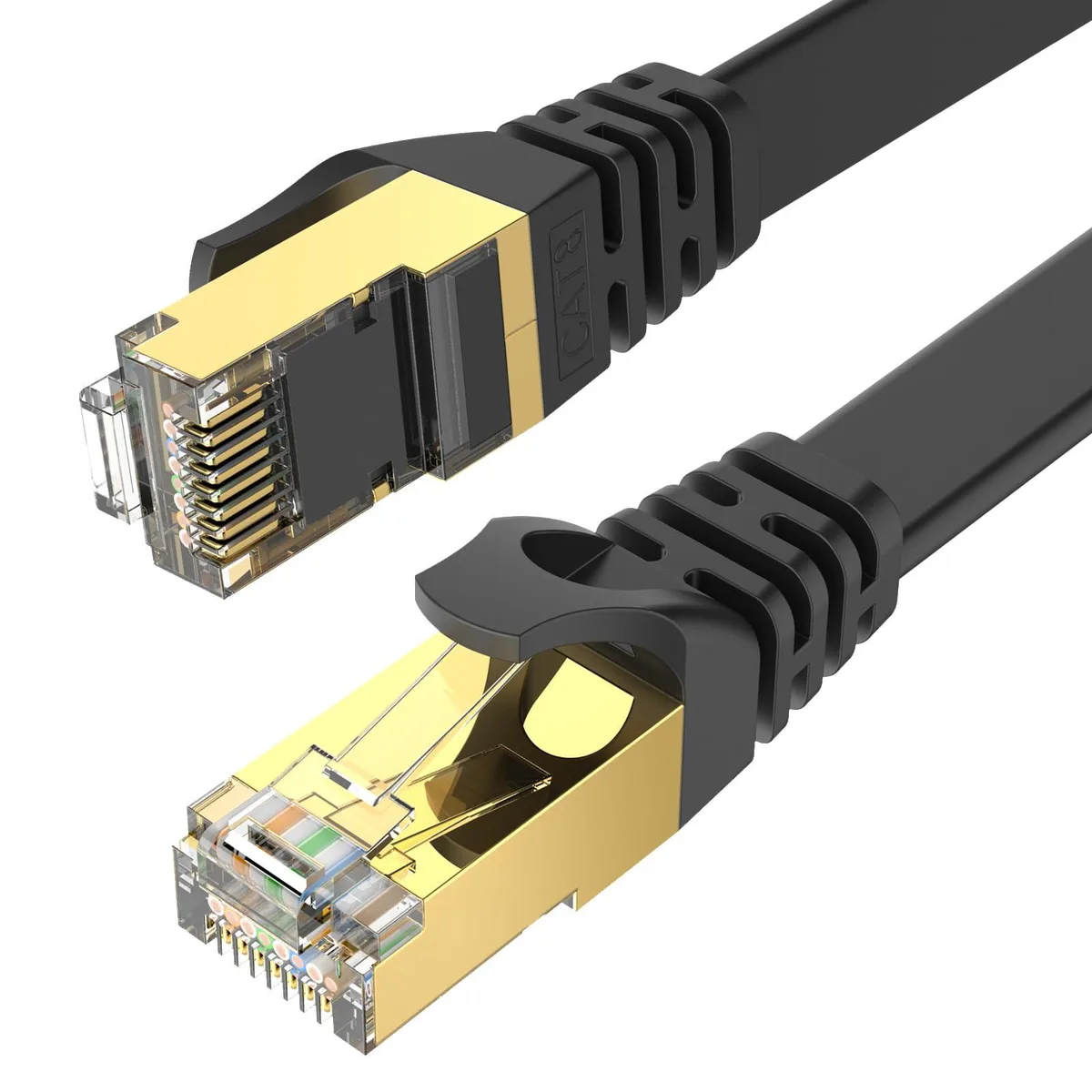 BUCIER BUCIER CAT8 Ethernet Cable 15 ft S/FTP Flat Black — product photo