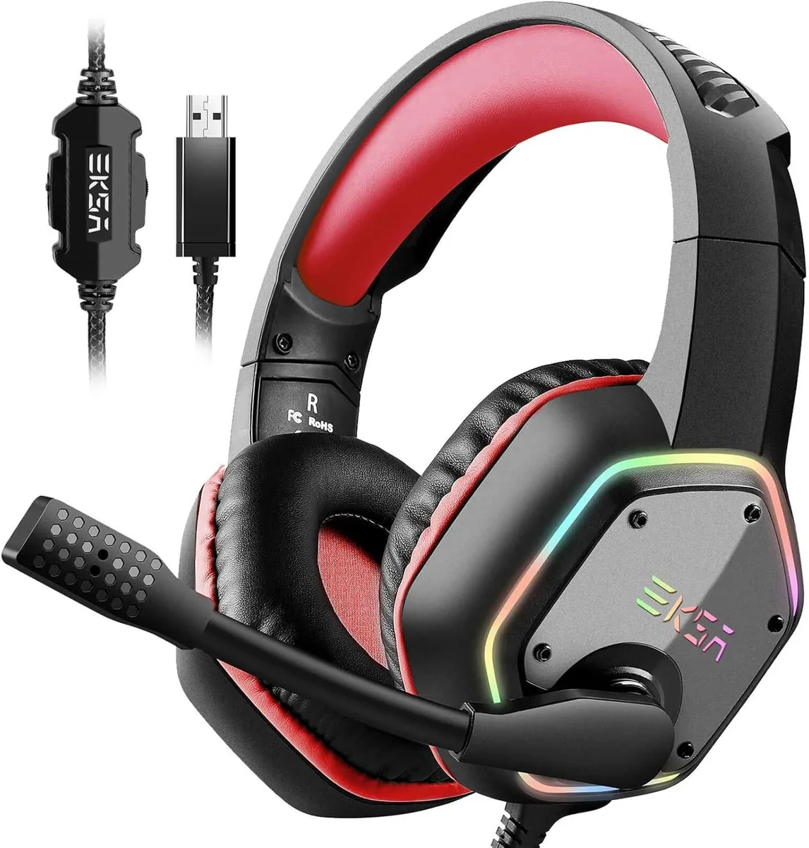BFKK BFKK E1000 gaming headset Red 7.1 50mm 2.2m — product photo
