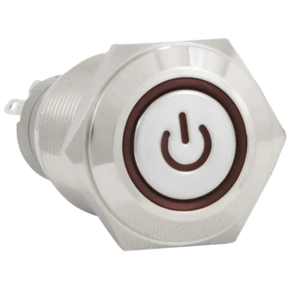 JacobsParts Inc. JacobsParts Inc. LTCH-I3-RED 16mm 12V Momentary Push Button Disconnect Stainless Steel Red LED IP67 — product photo