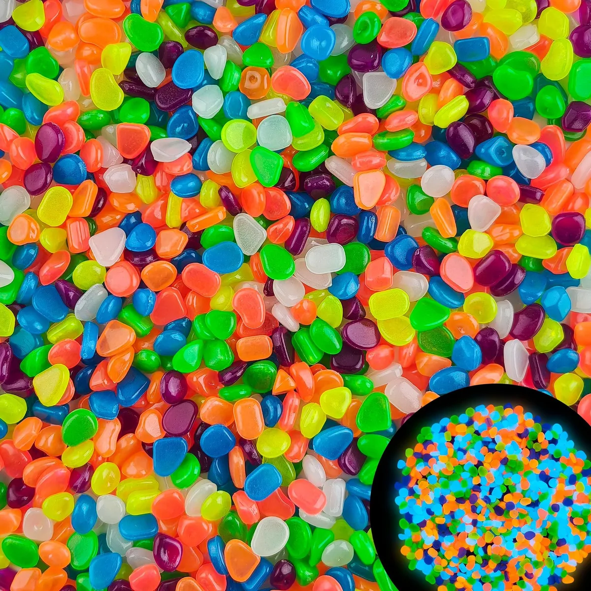 3000 small resin pebbles in mixed colours, smooth finish