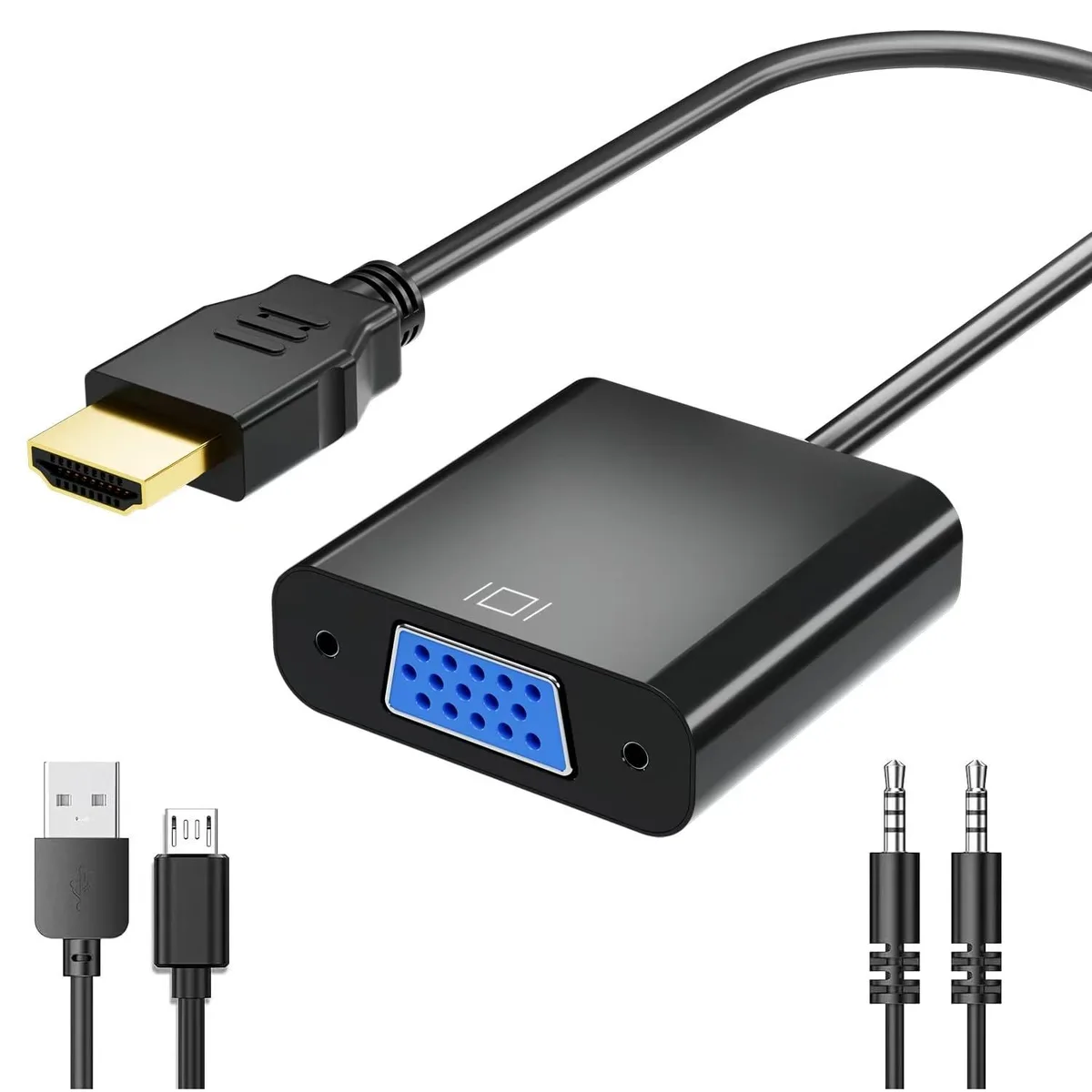 KEHIPI KEHIPI HDMI to VGA Adapter 1080P 3.5mm Audio miniUSB Power Black — product photo