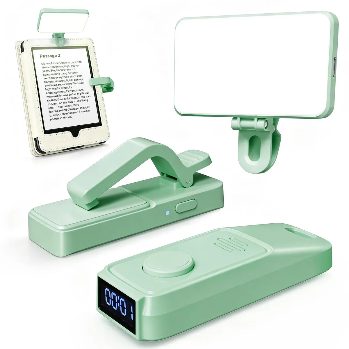 Sycelu RF Page Turner K3-Green with Reading Light and Tracker — product photo