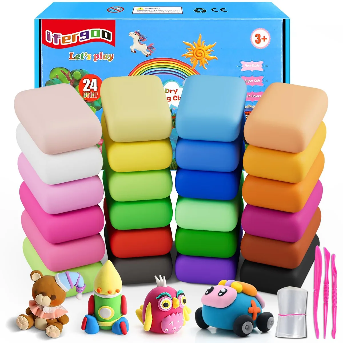 ifergoo 24 Colors Air Dry Clay 15g Educational Set — product photo