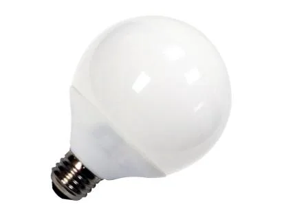 A spiral compact fluorescent globe bulb with a soft white finish and standard screw base