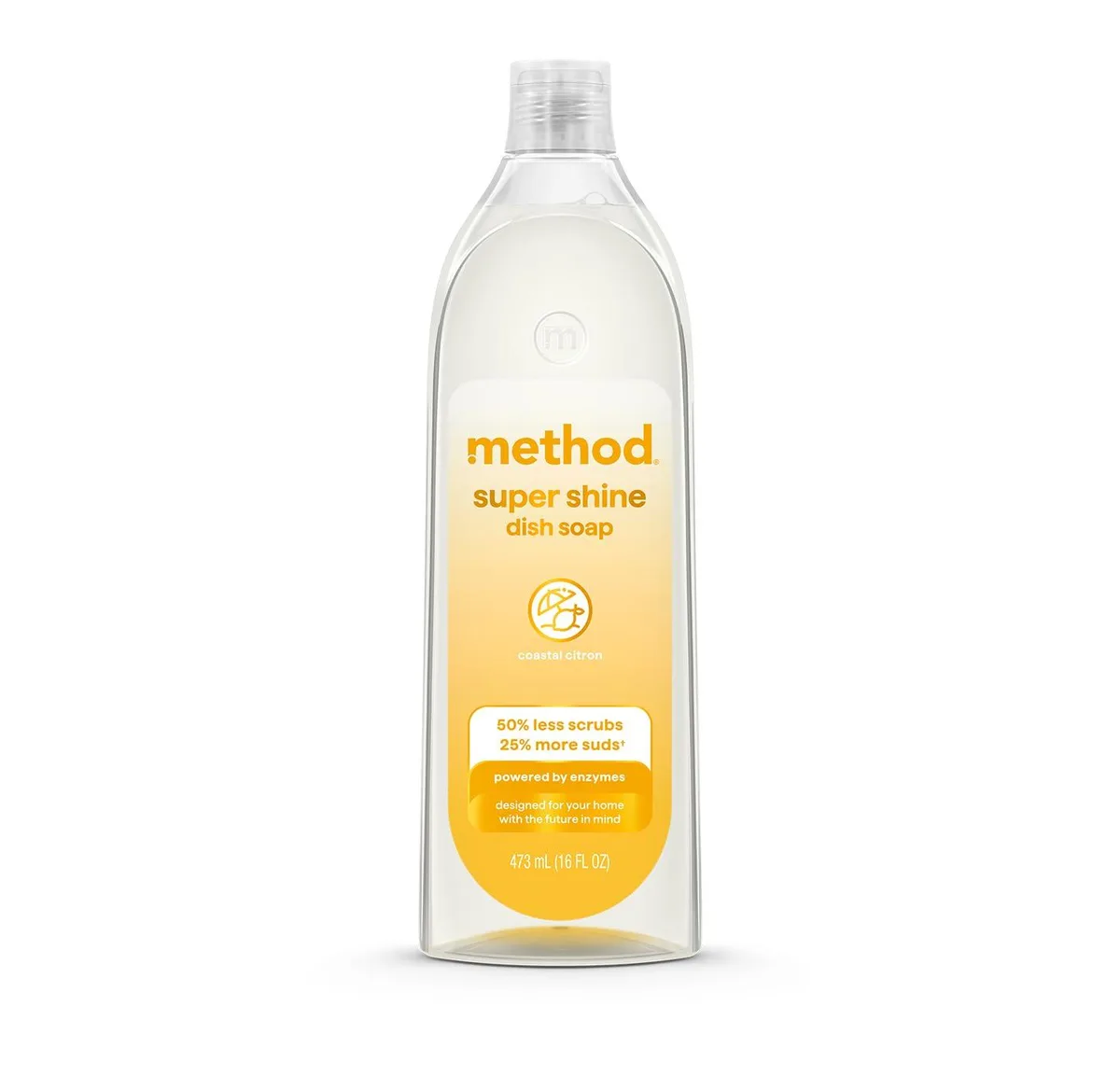 Clear 16 fl oz bottle of coastal citron liquid dish soap
