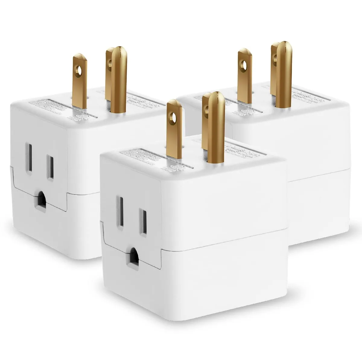  Fosmon C-10717US 3-outlet power splitter cord 3-pack — product photo