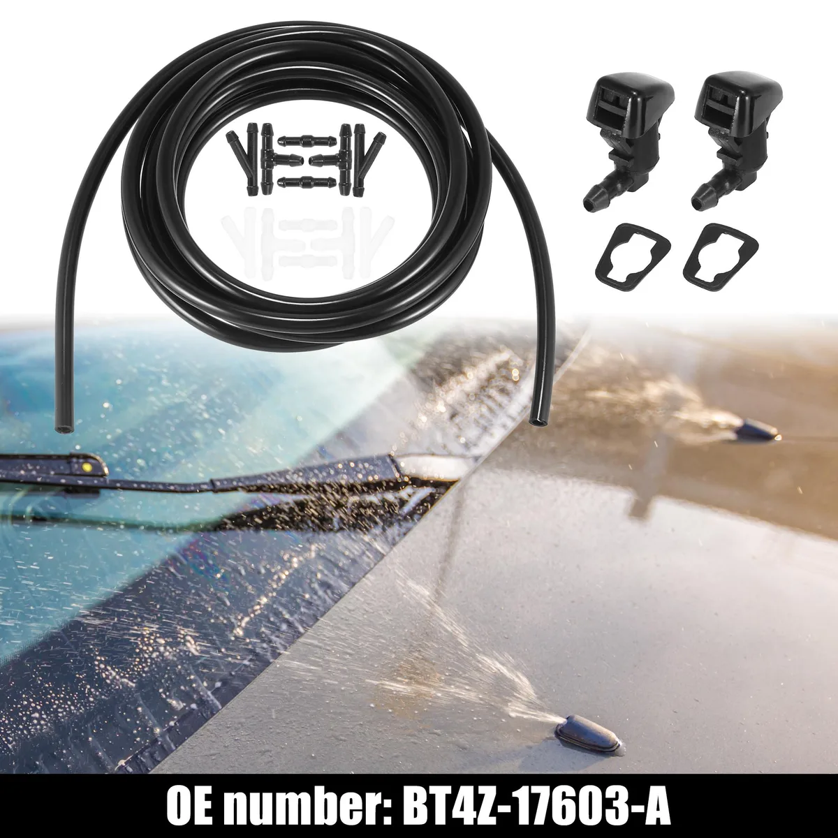 Unique-Bargains Unique-Bargains Windshield Washer Nozzle Kit for Ford Edge Lincoln MKX 2011-2015 Black — product photo