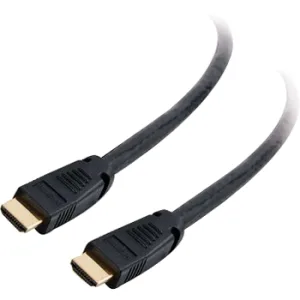 Black HDMI cable with gold connectors, 25 ft length