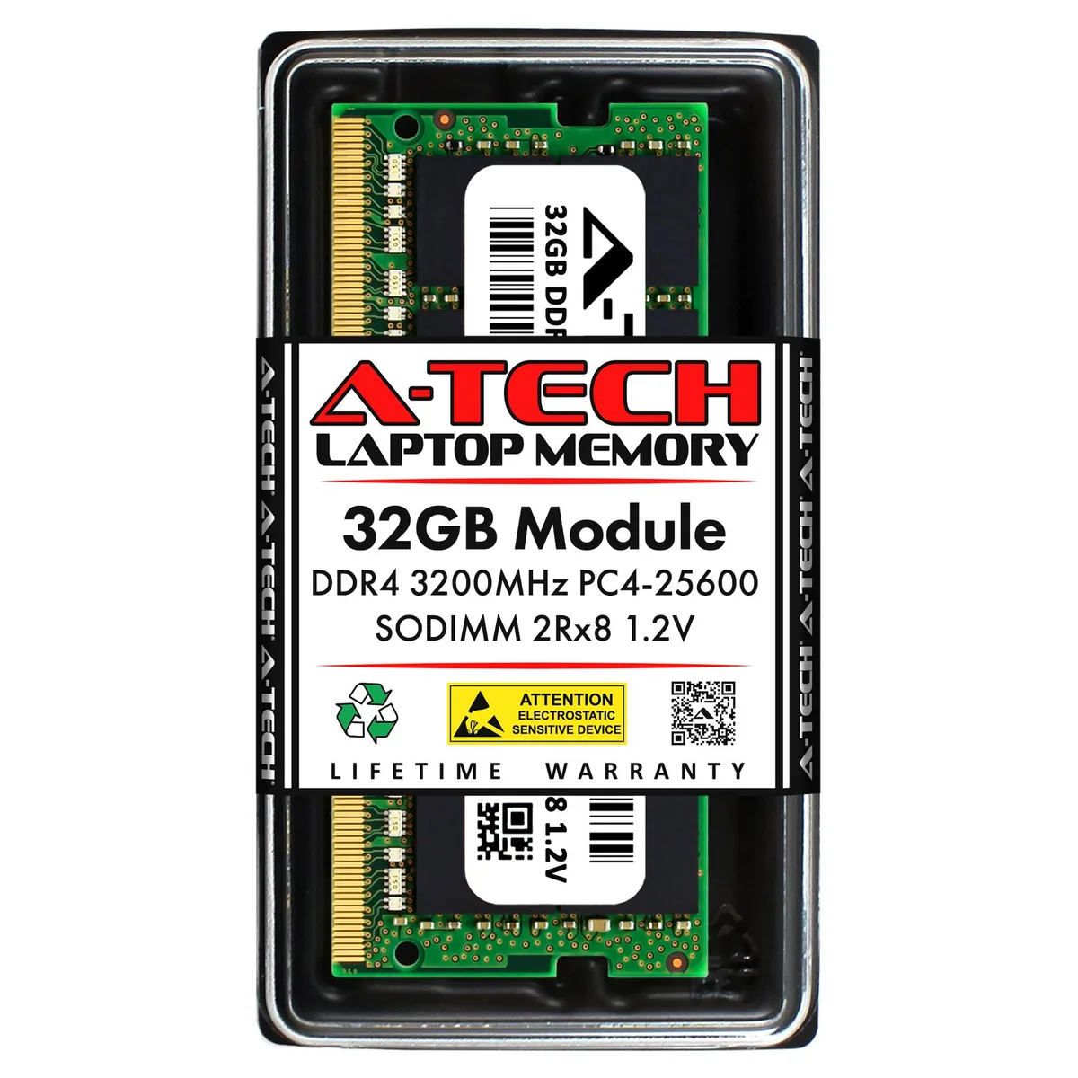 A-Tech A-Tech 32GB DDR4 3200 CL22 1.2V 260-pin SODIMM laptop RAM — product photo