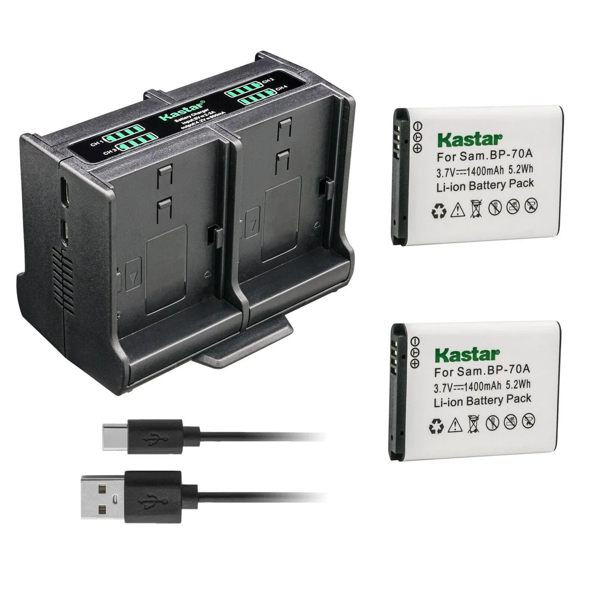 Kastar Kastar BP-70A 2-Pack Battery &amp; Quad Charger — product photo