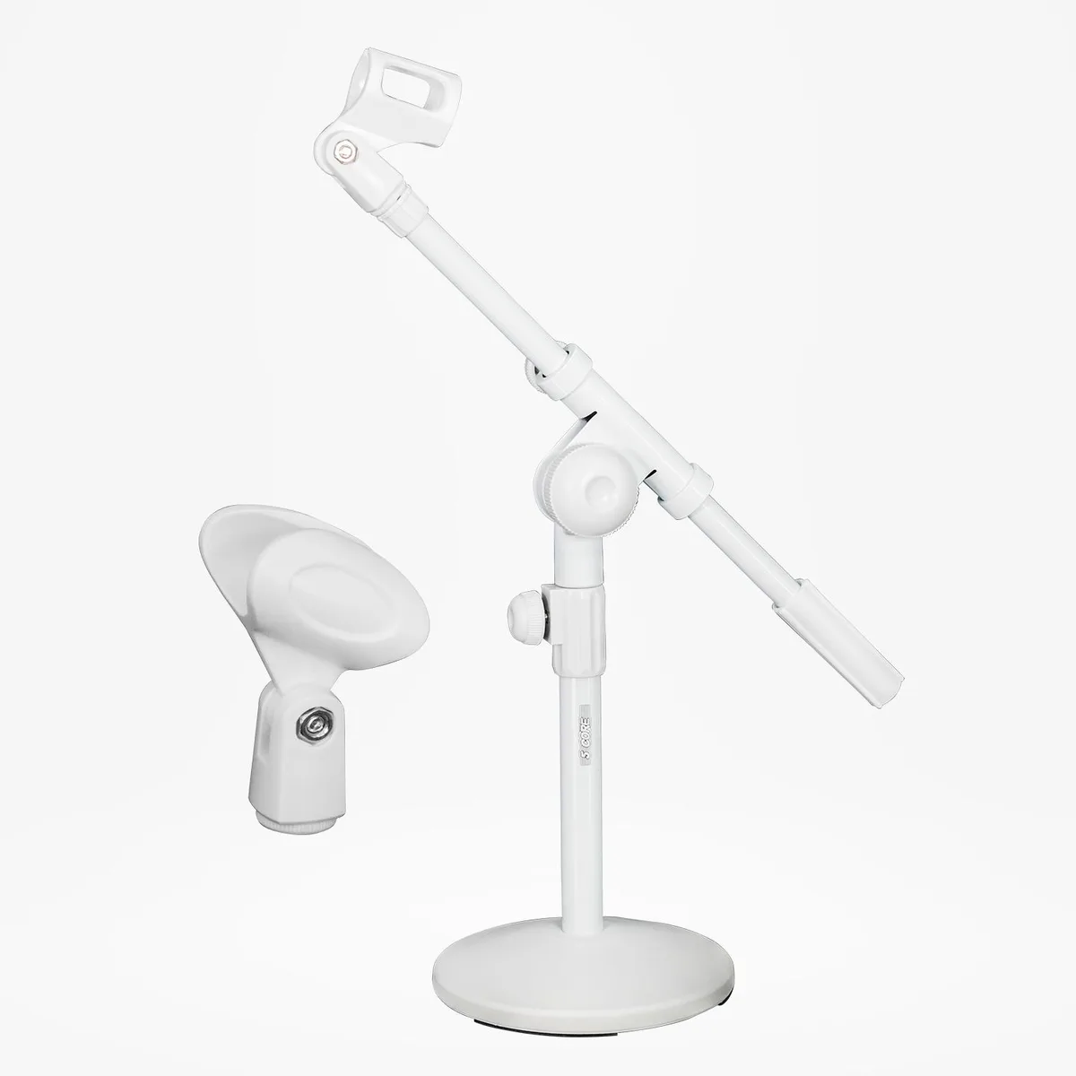 5 Core 5 Core MSSB W Desktop Mic Stand Round Base White 15-21.5" Height 18" Boom 180° Adjustable 5.9" Base 3.7 lb — product photo