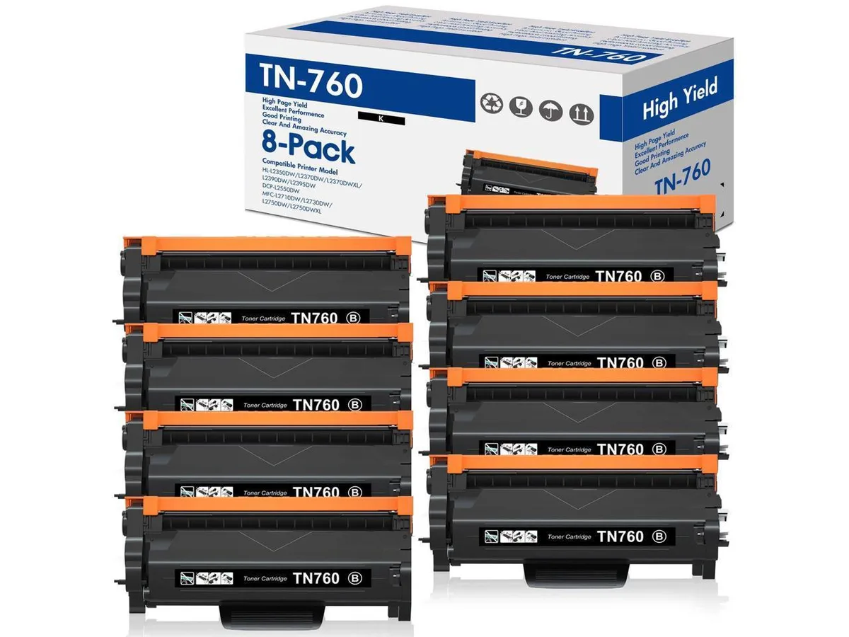V4ink V4ink TN760 Black Toner Cartridge 8-Pack 3000 Pages — product photo