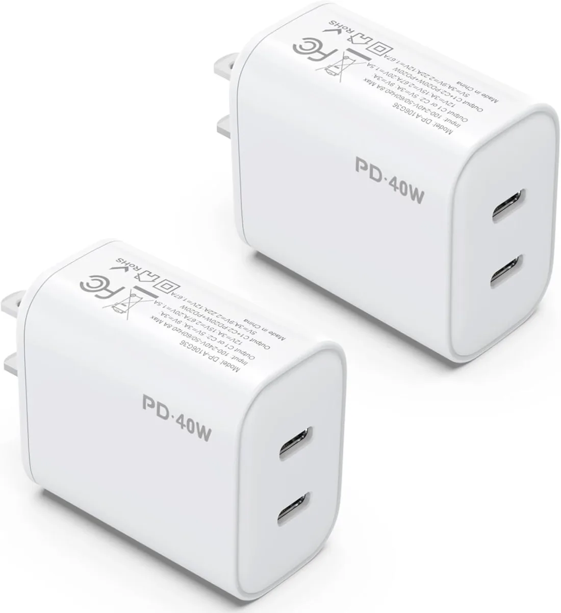 Elestur Elestur 40W Dual USB-C Charger 2-Pack White — product photo