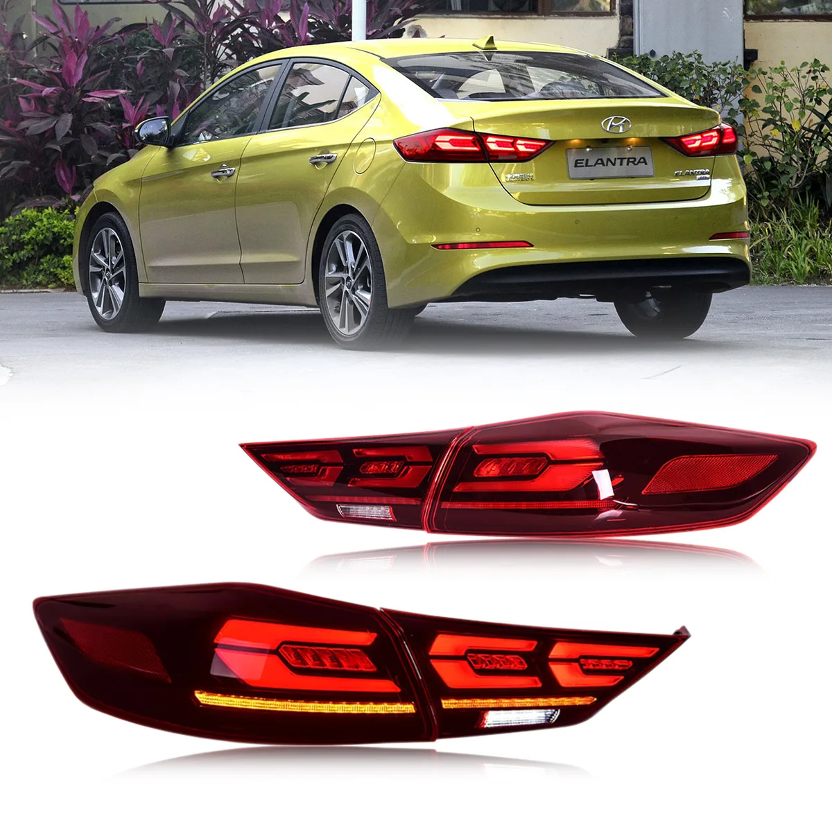 inginuity time inginuity time LED Tail Lights Hyundai Elantra 2017 2018 Red Vivad Set of 2 — product photo