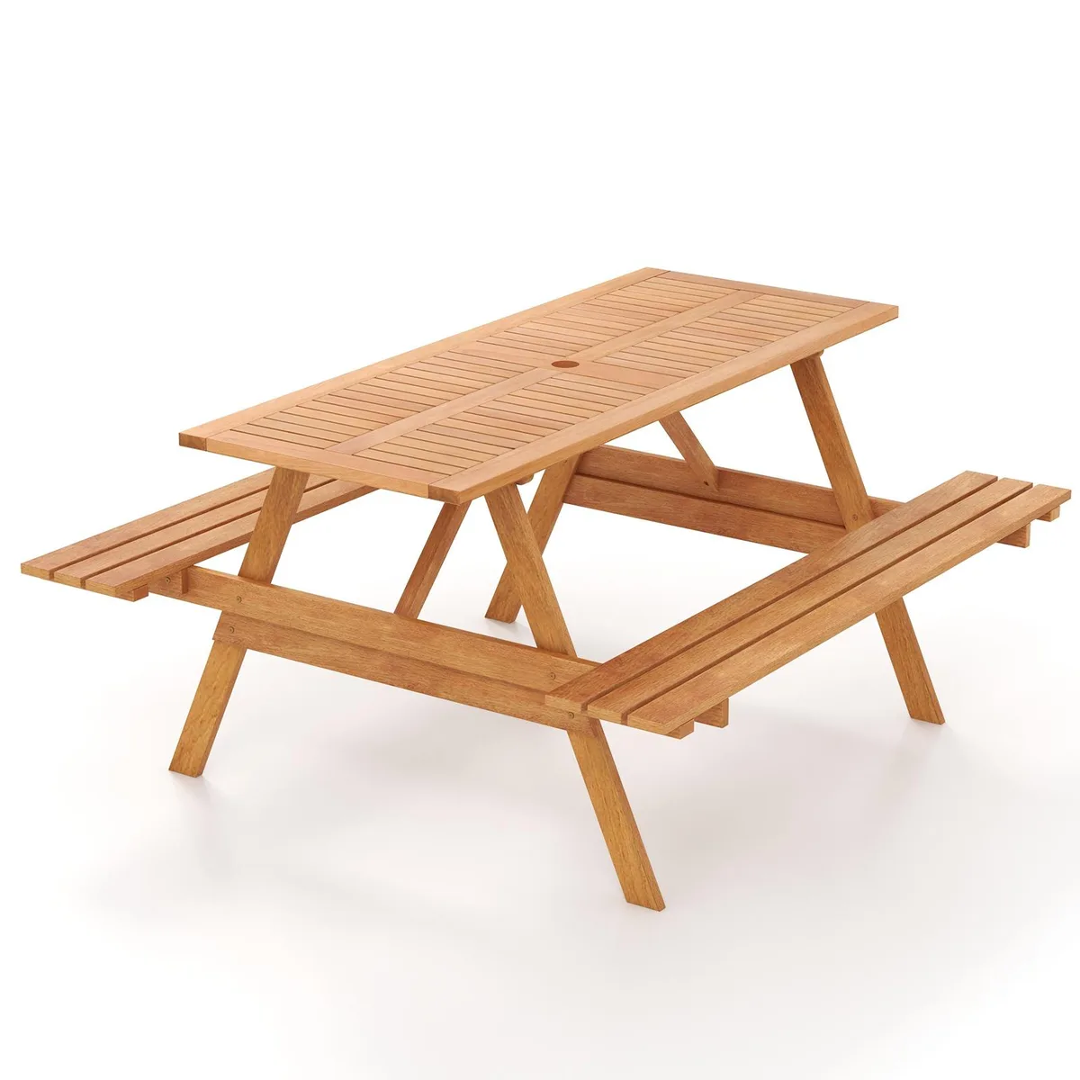 SlickBlue SlickBlue 6 Person Picnic Table Set Natural Hardwood 59 x 55 x 29.5 in — product photo