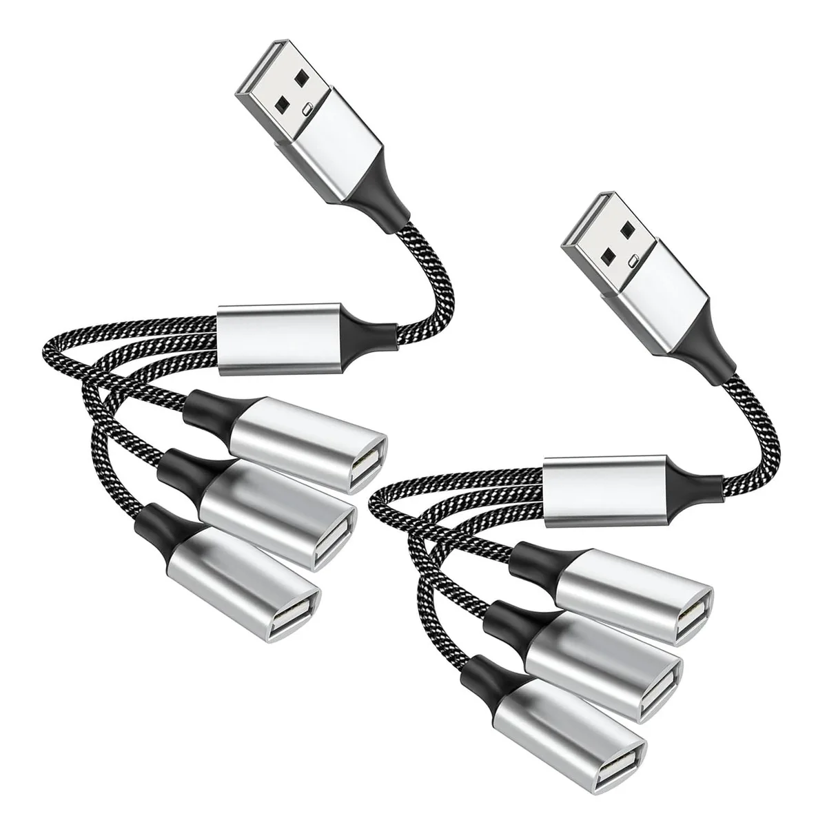  KETSOOBI IBS-US03 factory integration 3-port USB 2.0 splitter 2-pack — product photo