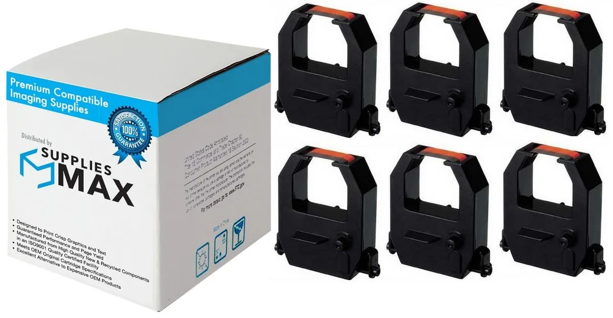 SuppliesMax SuppliesMax Compatible Rapidprint D900 Black/Red Printer Ribbon 6 Pack RAT021000BR — product photo