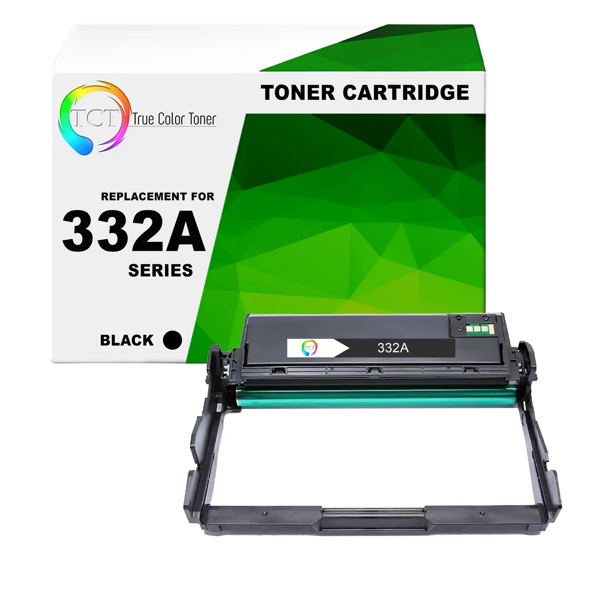 Black cylindrical drum unit in plastic housing, labelled TCT 332A
