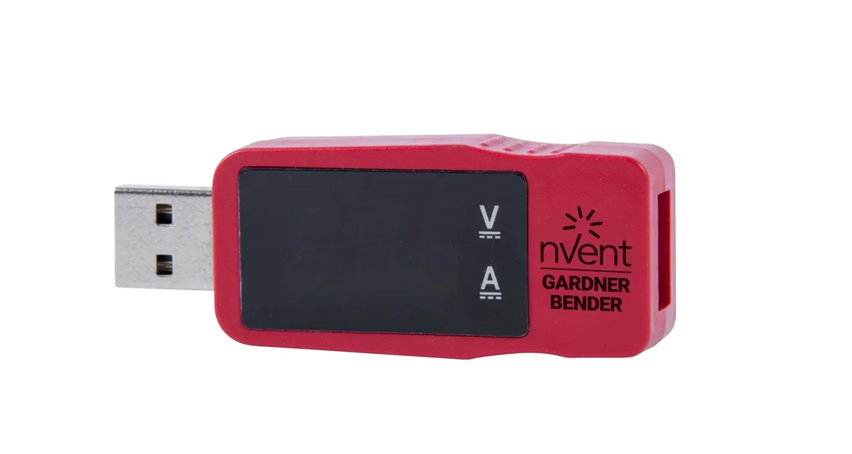Compact rectangular USB multimeter with high-impact housing and digital display