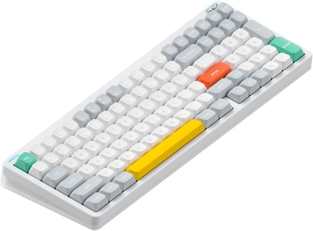 WISDUM WISDUM Halo96 V2 96% Wireless Mechanical Gaming Keyboard White Mint Switches 37gf — product photo