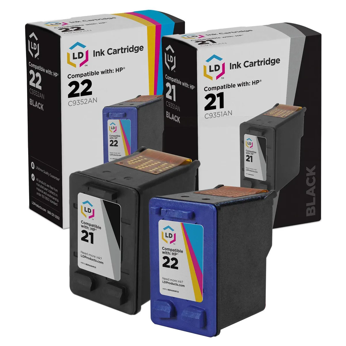 LD Products LD Products HP 21 Black &amp; 22 Color Ink Cartridge 2-Pack — product photo