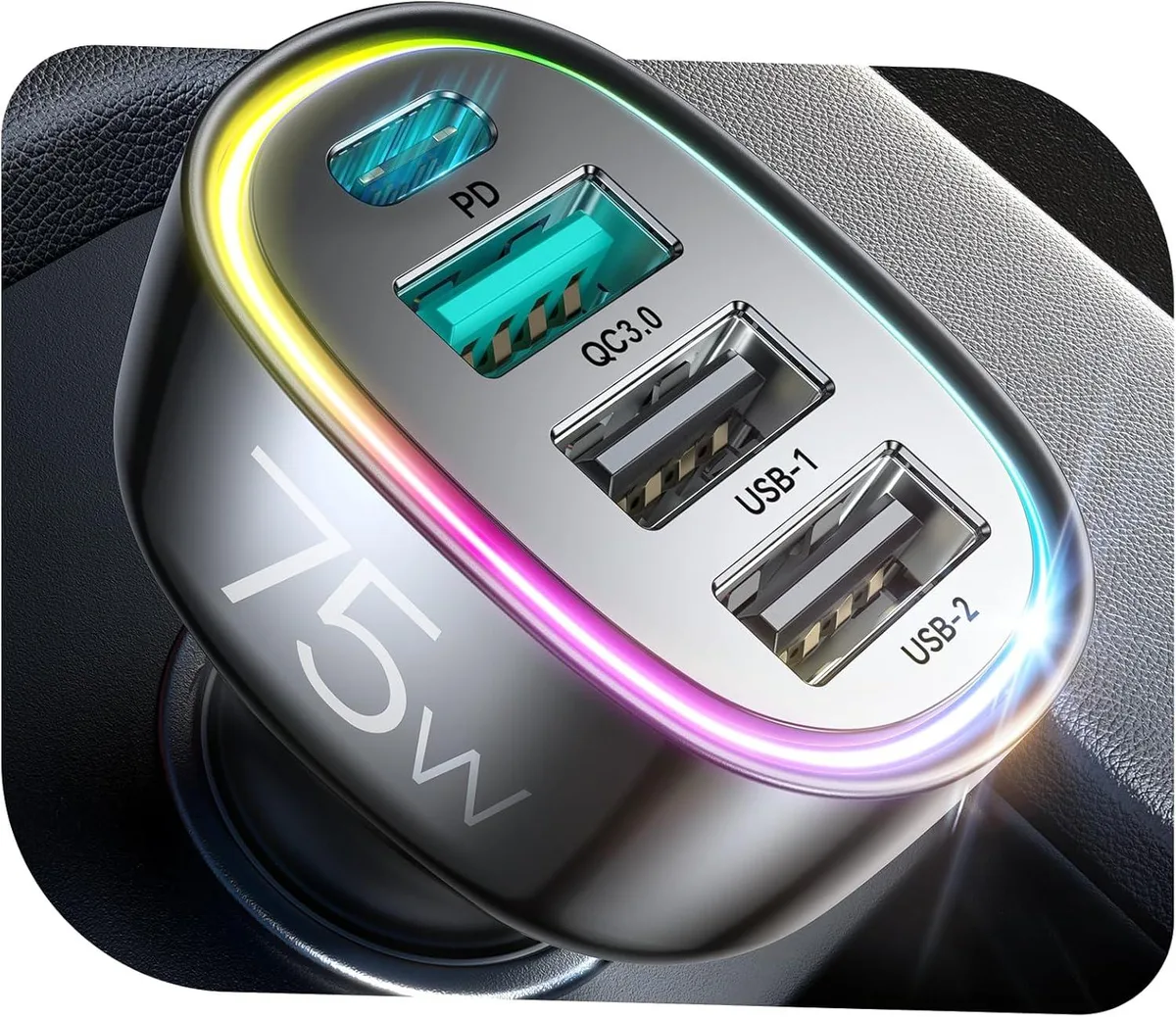 Leelbox Leelbox 75W 4-Port Car Charger 60W PD QC 3.0 12-24V — product photo