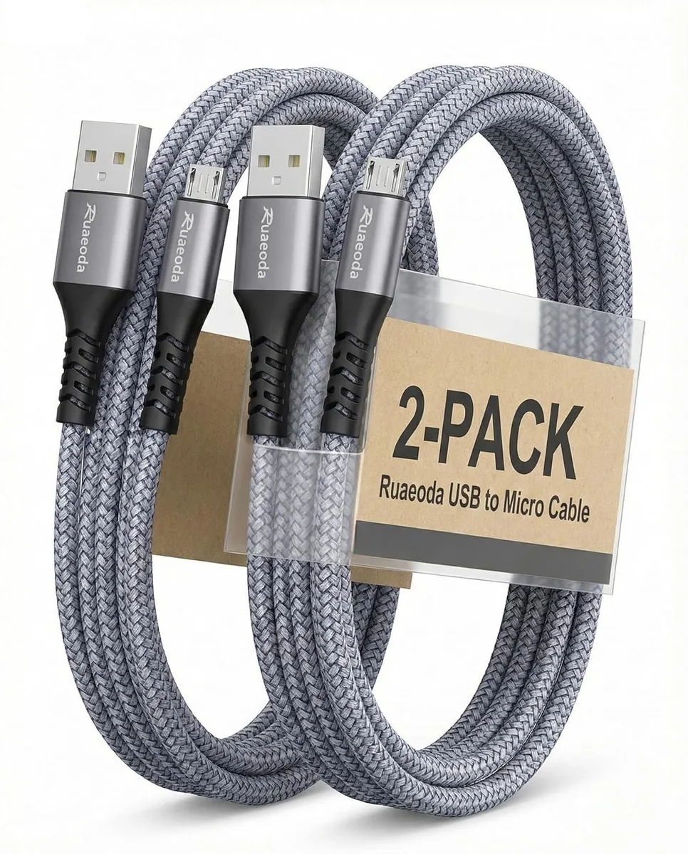 Kootion Kootion Micro USB Cable 2-Pack 6ft Braided Space Grey — product photo