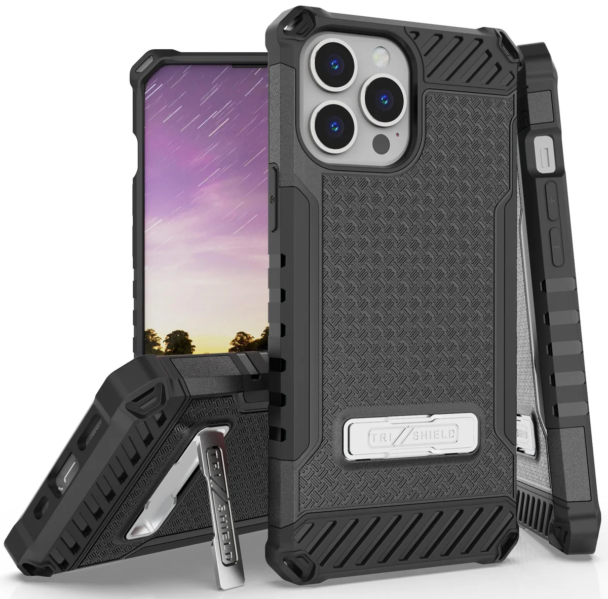 Nakedcellphone Nakedcellphone Tri-Shield Kickstand Case + Lanyard Strap for iPhone 13 Pro — product photo