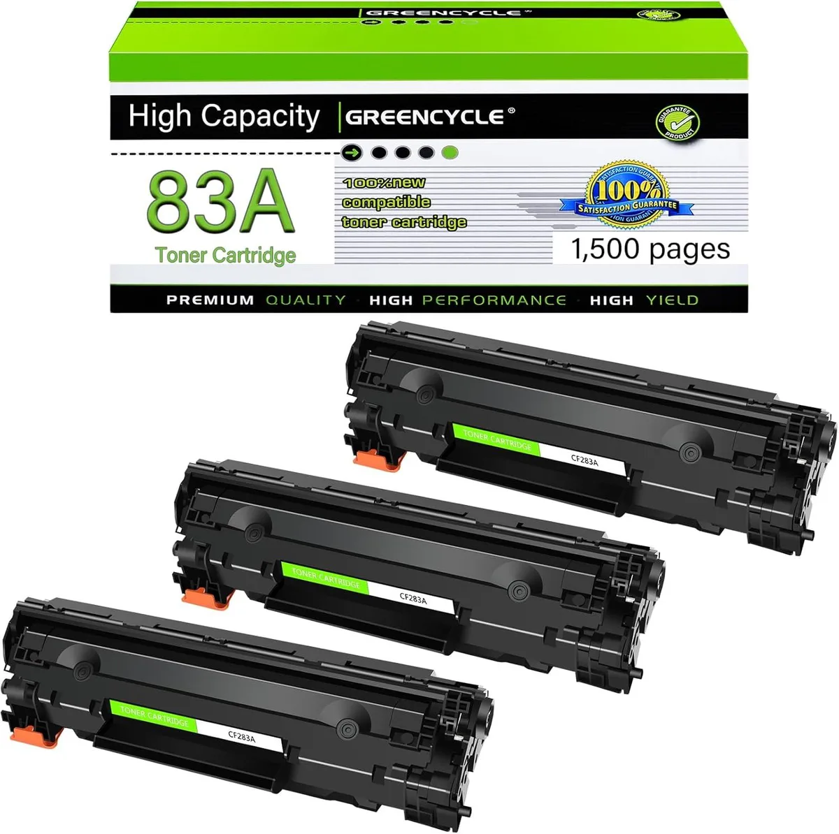 GREENCYCLE GREENCYCLE CF283A Black Toner Cartridge 3-Pack 1500 Pages — product photo