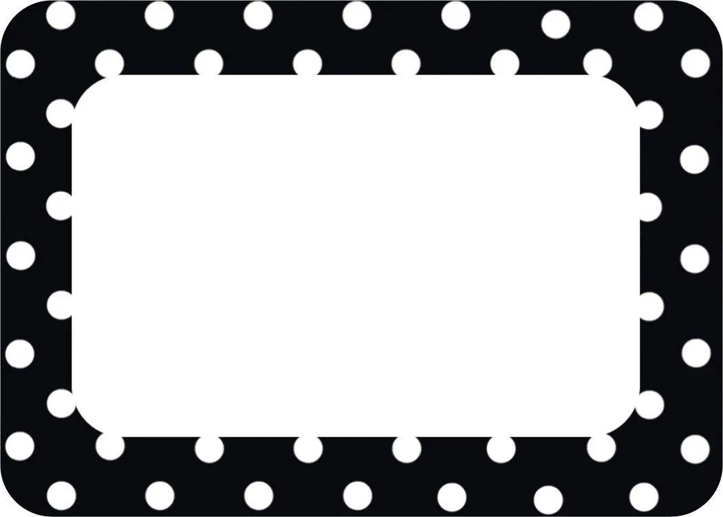Pack of 36 black and white polka dot self-adhesive name tags