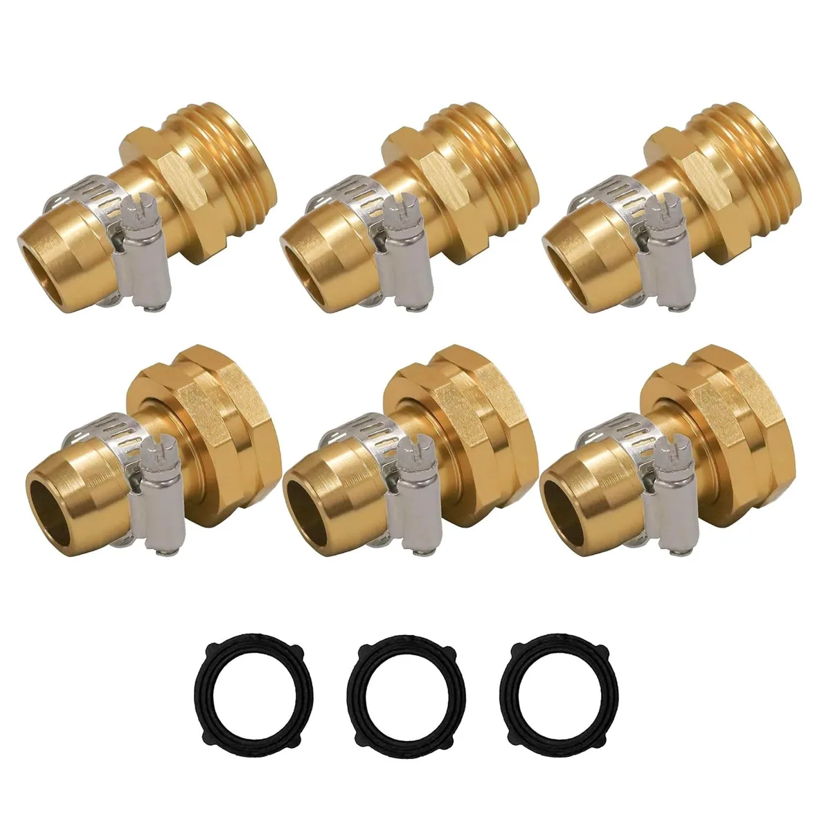  Hourleey Hose Repair Kit, 3/4" &amp; 5/8", Brass, 3 Set — product photo