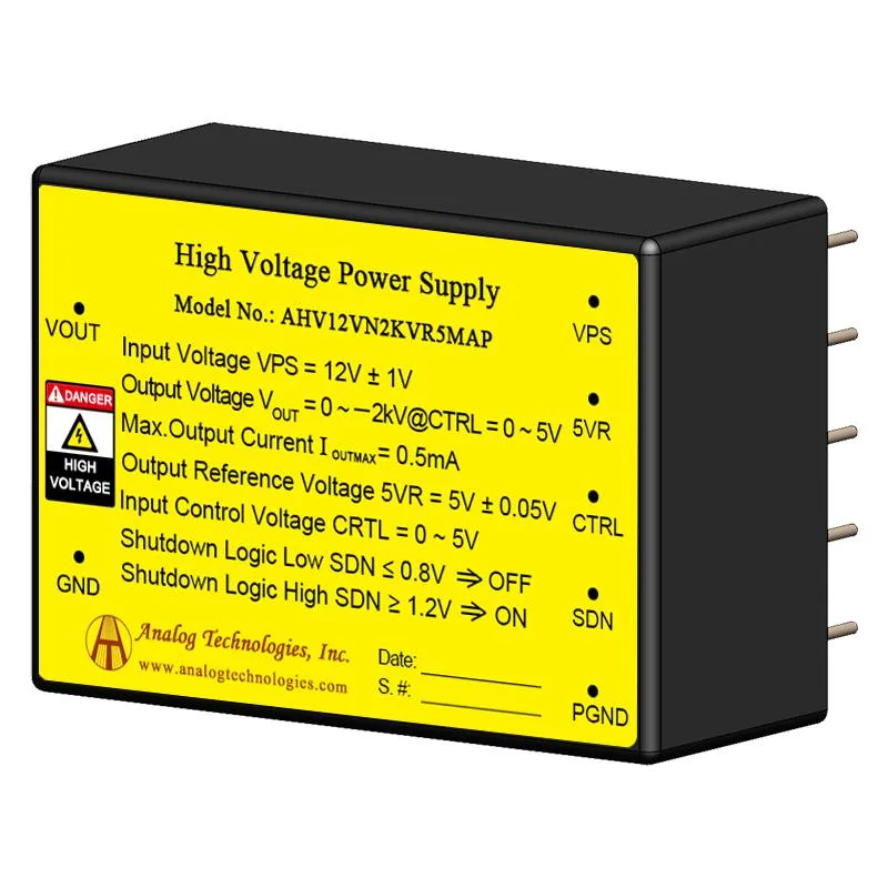 Analog Technologies Analog Technologies High Voltage Power Supply -2 kV .5 mA 12 V AHV12VN2KVR5MAP — product photo