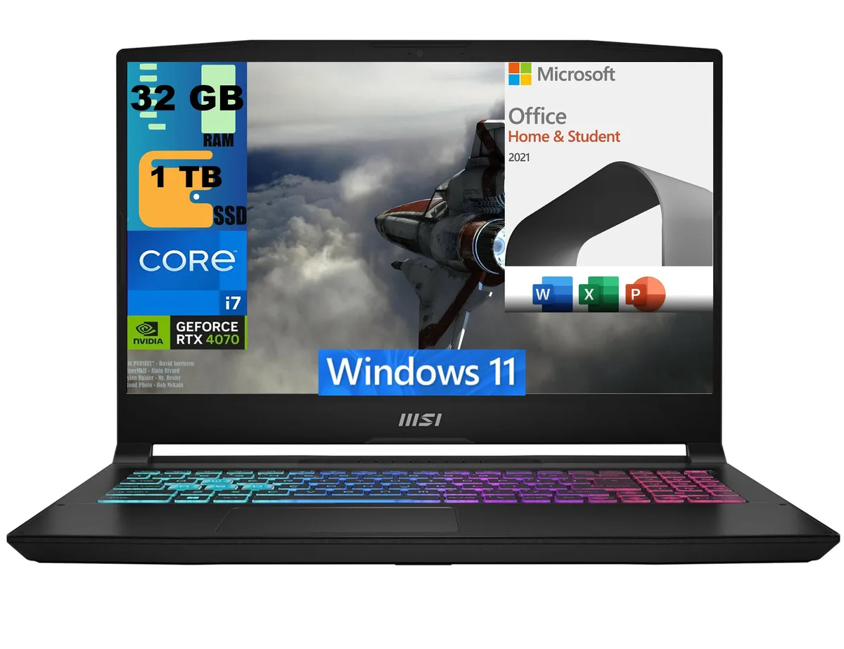 MSI MSI Katana 15 gaming laptop i7-13620H RTX 4070 8GB 32GB 1TB QHD 165Hz Cooler Boost 5 — product photo