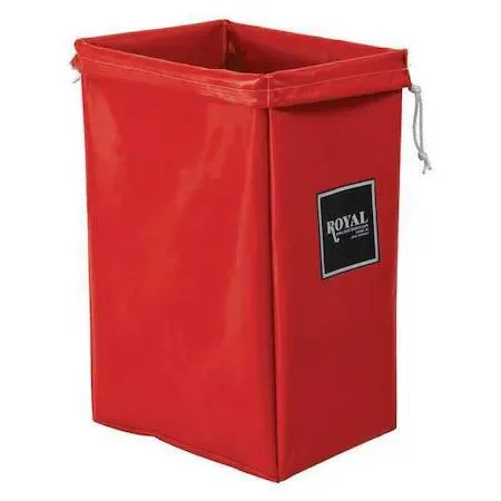 Red vinyl hamper bag, 30 inches tall, rectangular shape